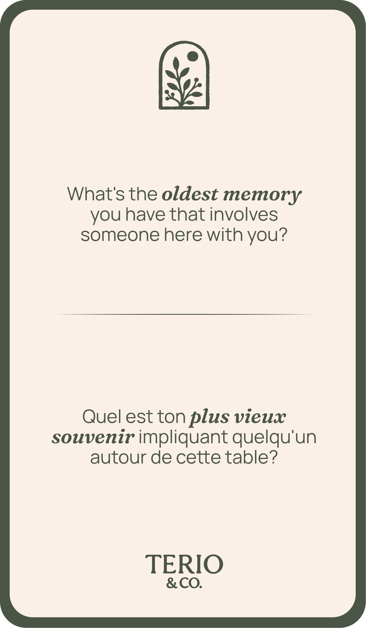 What's the oldest memory you have that involves someone here with you?
